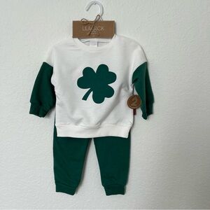Lila & Jack Kids Saint Patrick’s Green and White Matching Set